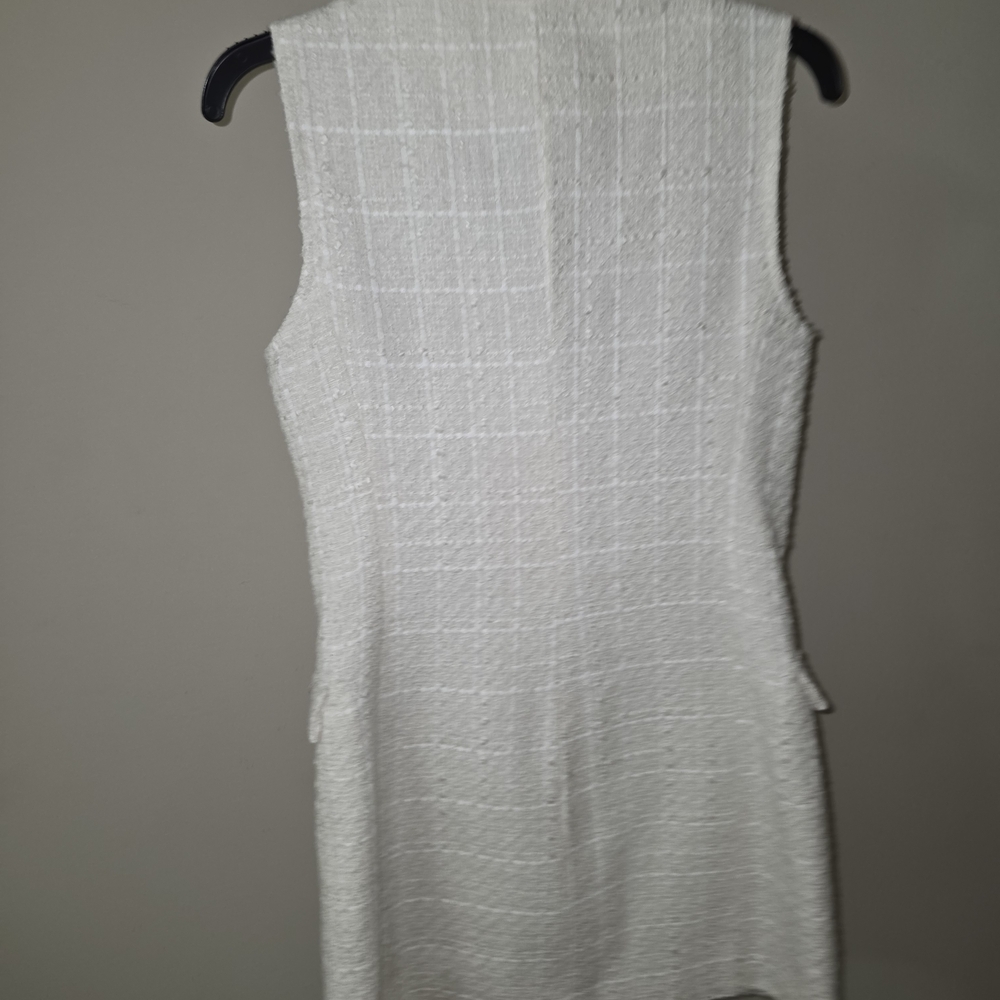 Zara White Sleeveless Tweed Dress - Picture 3 of 9